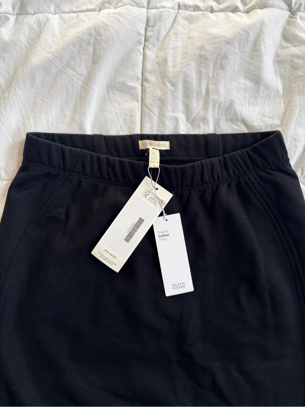 Eileen Fisher NWT Black Organic Cotton Terry Pencil Skirt - XXS